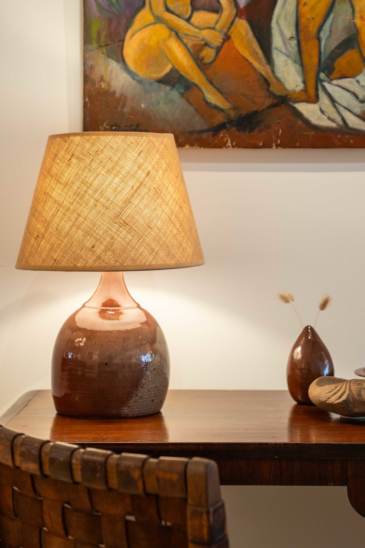 Lámpara de mesa en cerámica esmaltada
