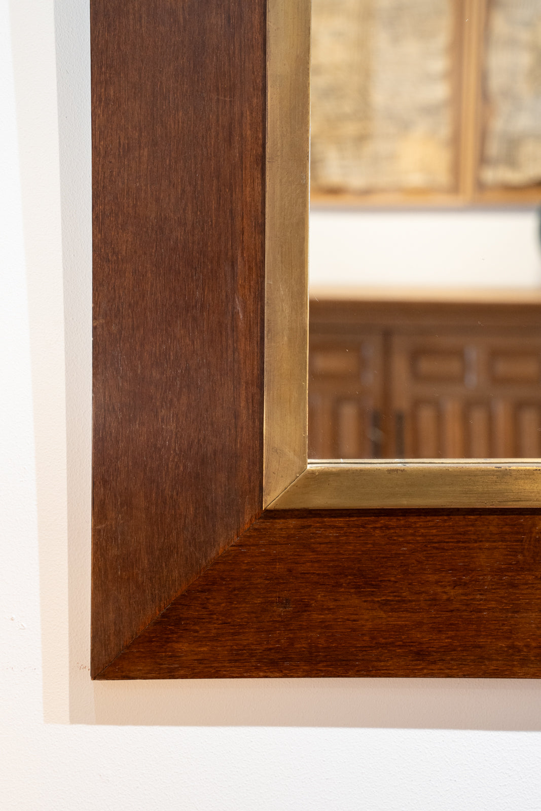 Large oak and brass mirror