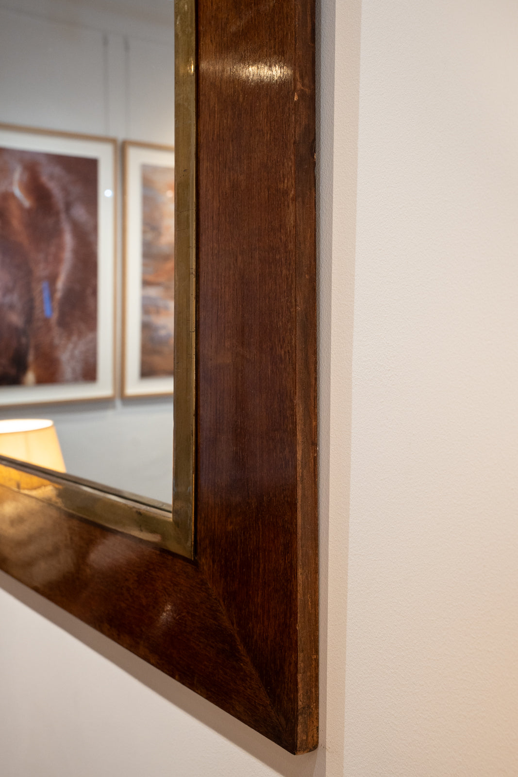 Large oak and brass mirror