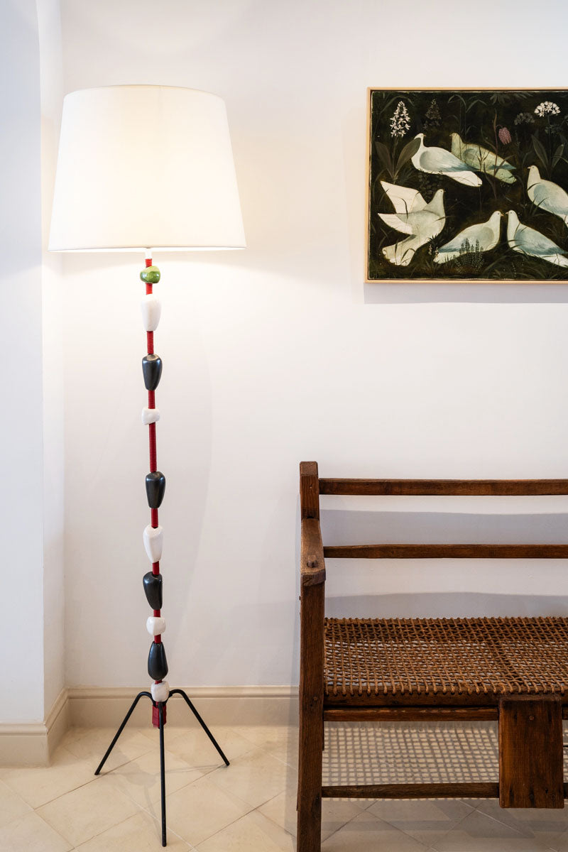 Wrought iron and ceramic floor lamp