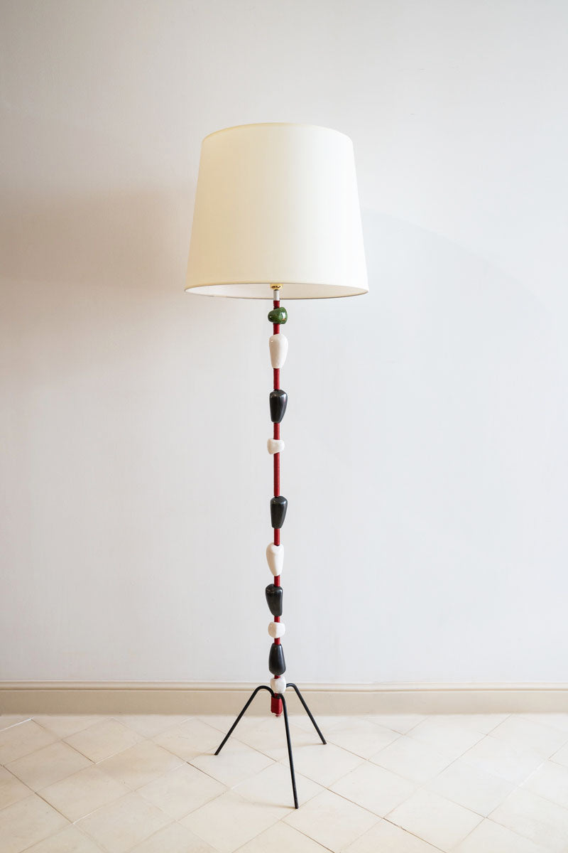 Wrought iron and ceramic floor lamp