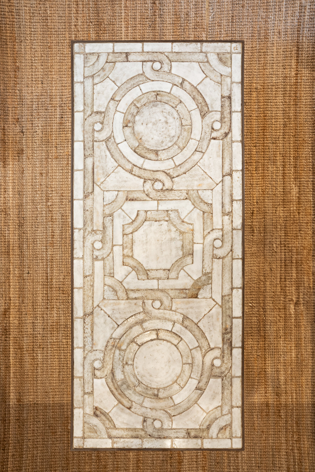 Table basse en fer forgé et céramique émaillée